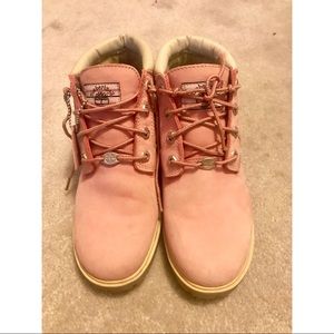 ‼️SALE‼️ Used • Pink Timberland Boots Size 7W